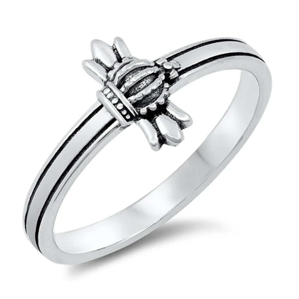 Polished Royal Crown Cross Ring New .925 Sterling Silver Band Sizes 4-10