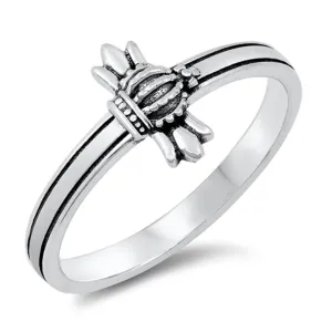 Polished Royal Crown Cross Ring New .925 Sterling Silver Band Sizes 4-10