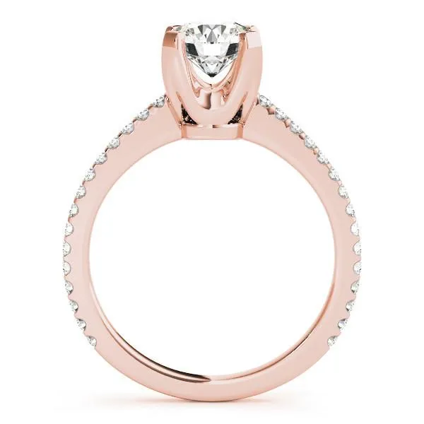 Pompeia Round Center Stone Diamond U Shaped 4 Prong Crown High Shoulders Ring