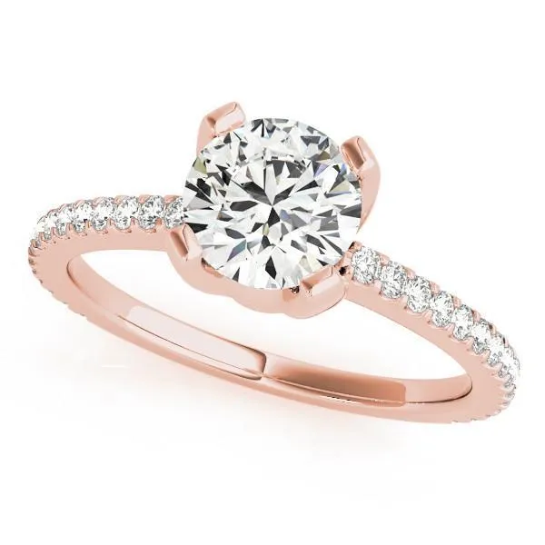 Pompeia Round Center Stone Diamond U Shaped 4 Prong Crown High Shoulders Ring