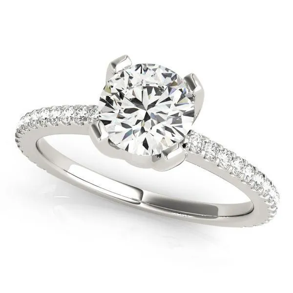 Pompeia Round Center Stone Diamond U Shaped 4 Prong Crown High Shoulders Ring