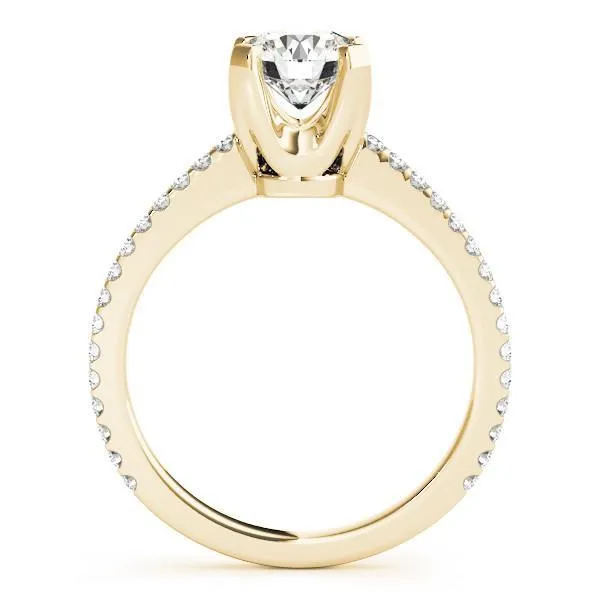 Pompeia Round Center Stone Diamond U Shaped 4 Prong Crown High Shoulders Ring