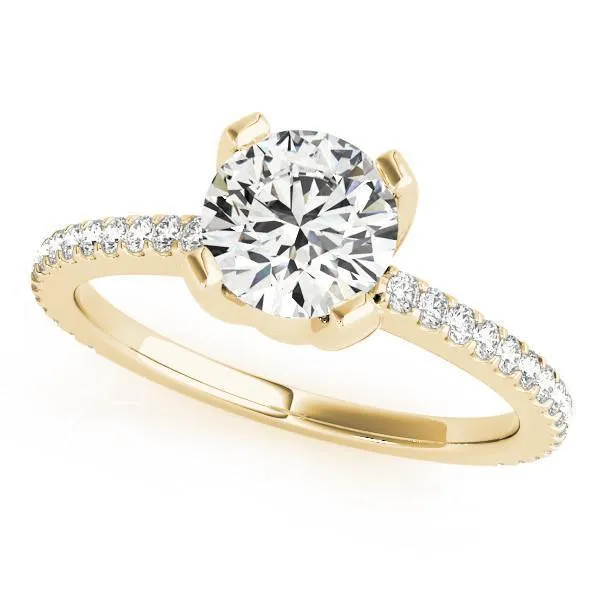 Pompeia Round Center Stone Diamond U Shaped 4 Prong Crown High Shoulders Ring