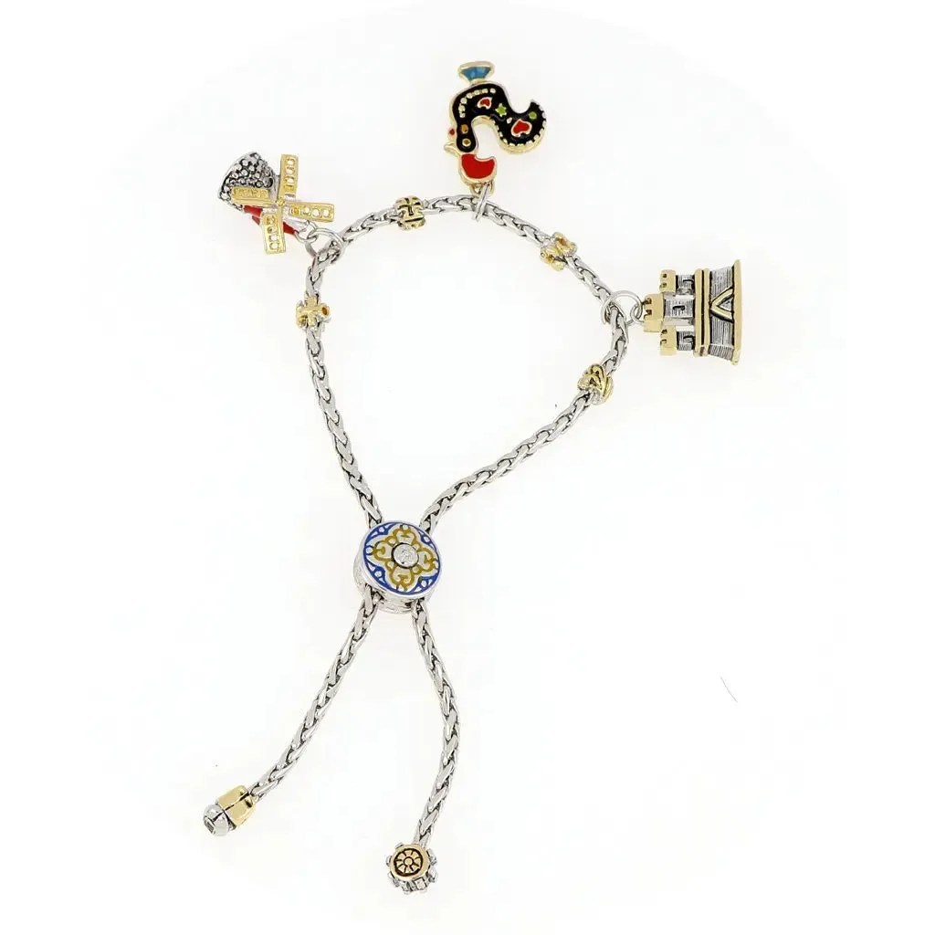 Portuguese Collection - Adjustable Bolo Bracelet with Charms - SET4