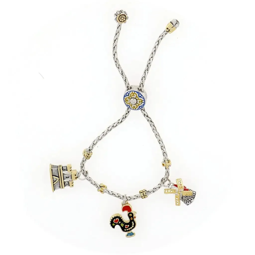 Portuguese Collection - Adjustable Bolo Bracelet with Charms - SET4
