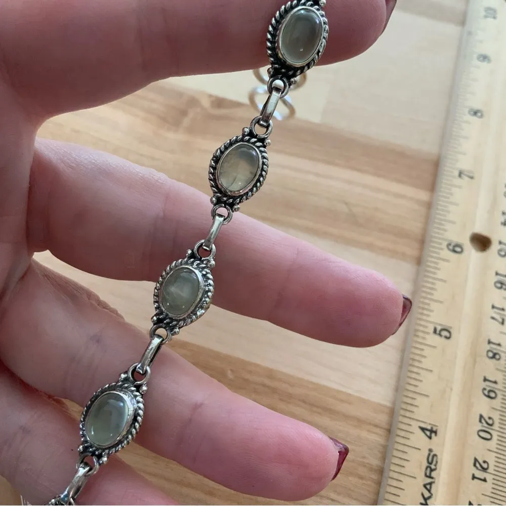 Prehnite Solid 925 Sterling Silver Bracelet