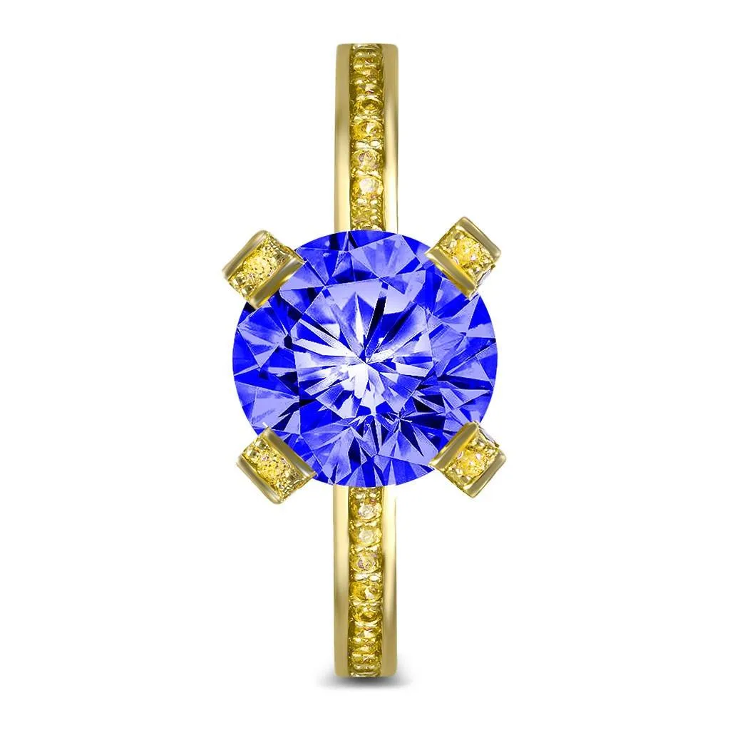 Princess Tanzanite Garnert Gold Engagement Ring
