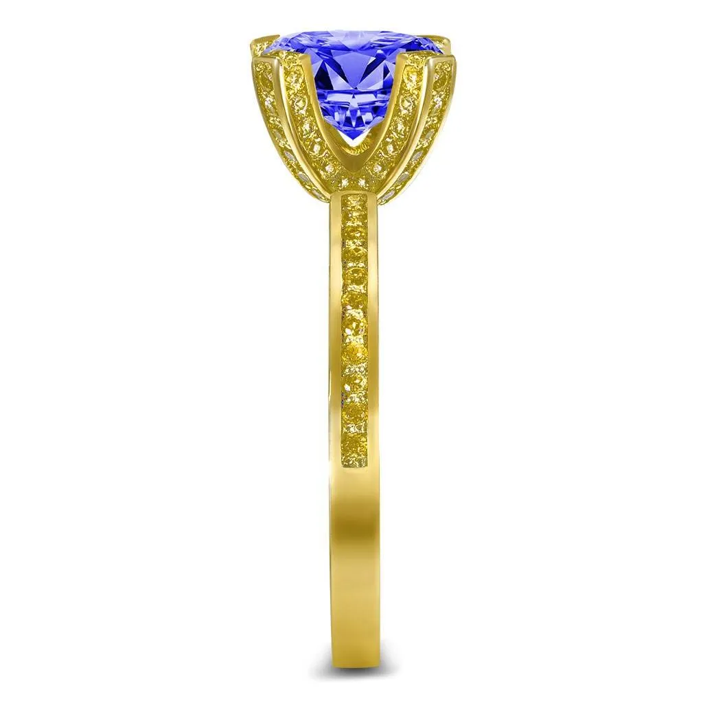 Princess Tanzanite Garnert Gold Engagement Ring
