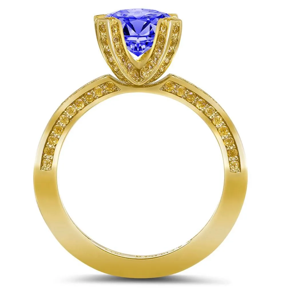 Princess Tanzanite Garnert Gold Engagement Ring