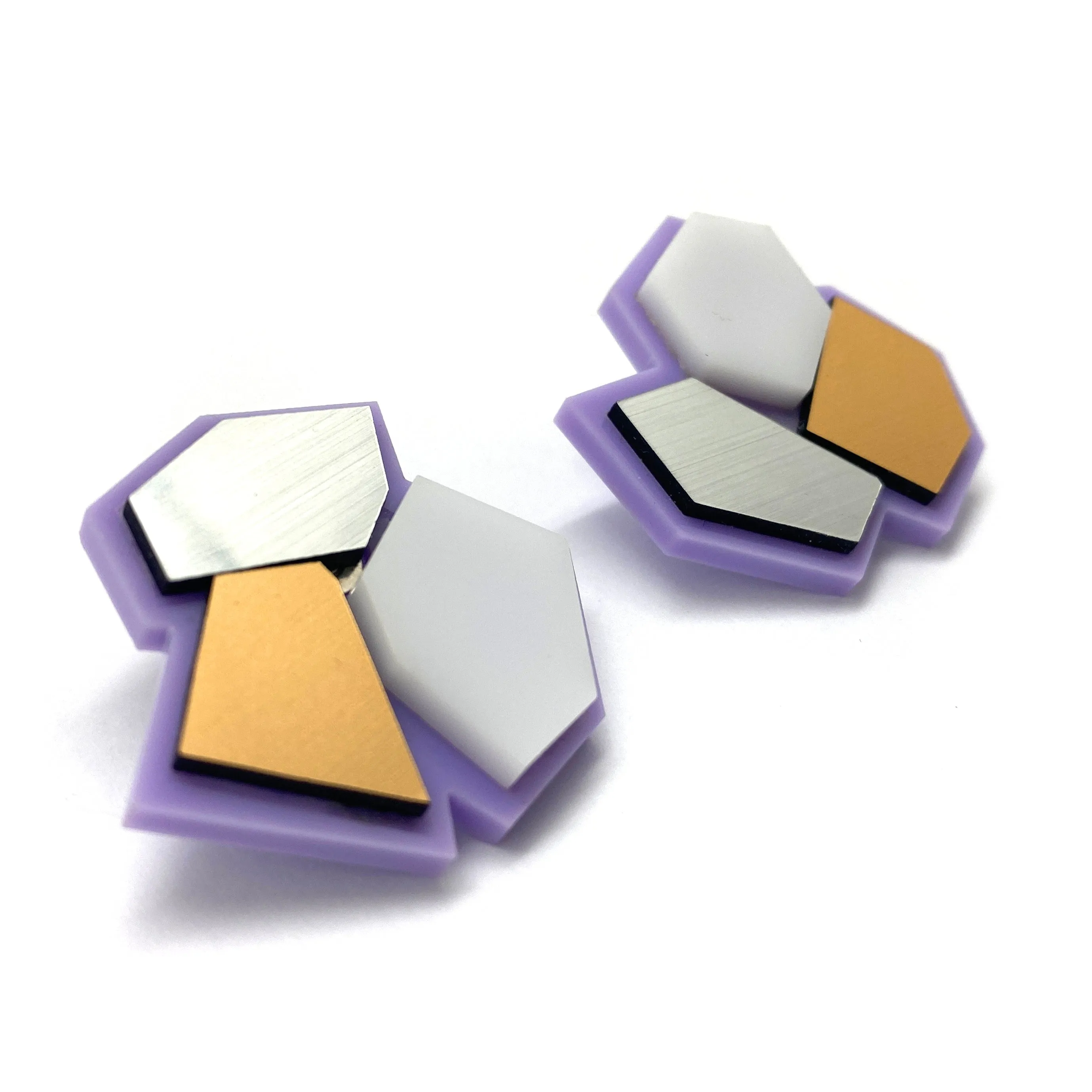 Purple and Neutral Geometric Studs