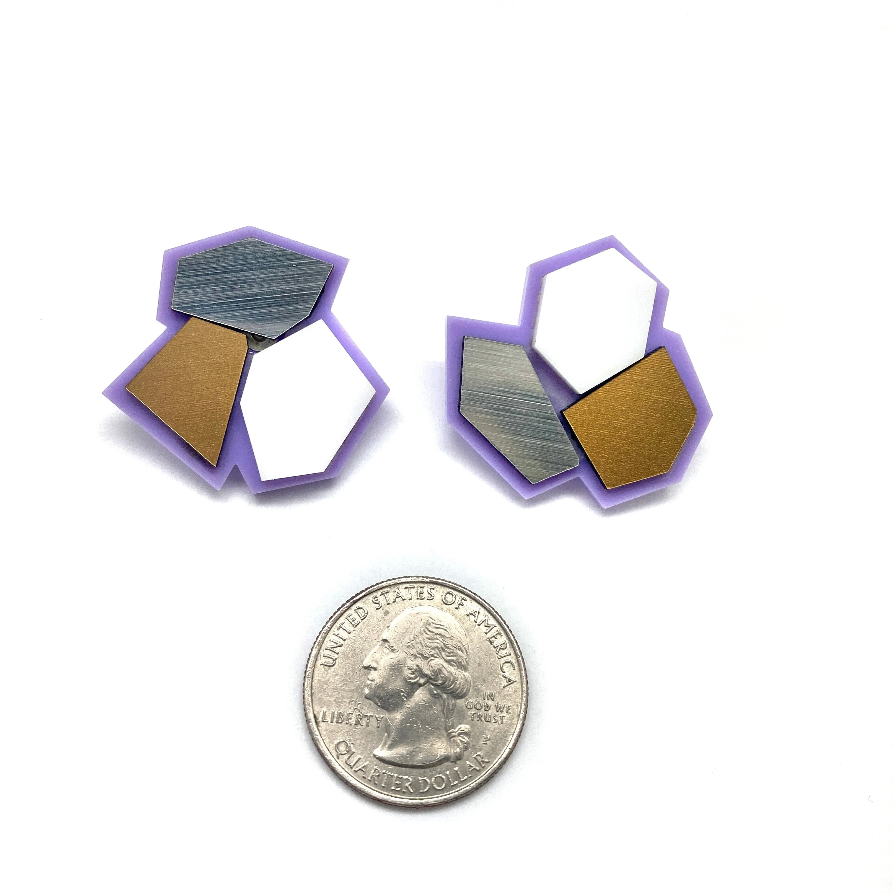 Purple and Neutral Geometric Studs