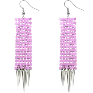 Purple Mesh Spike Dangle Earrings