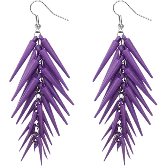 Purple Spike Cascade Dangle Earrings