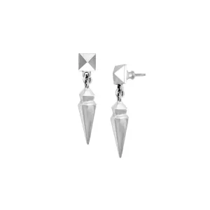 Pyramid Earrings with Geometric Spike Drop