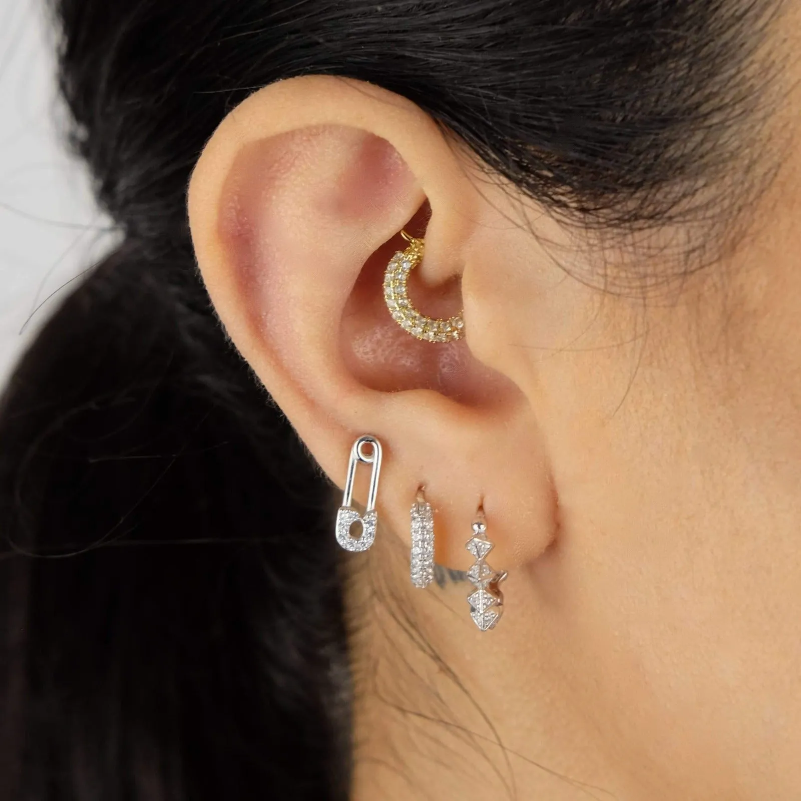 Pyramid Spike Hoop Earrings