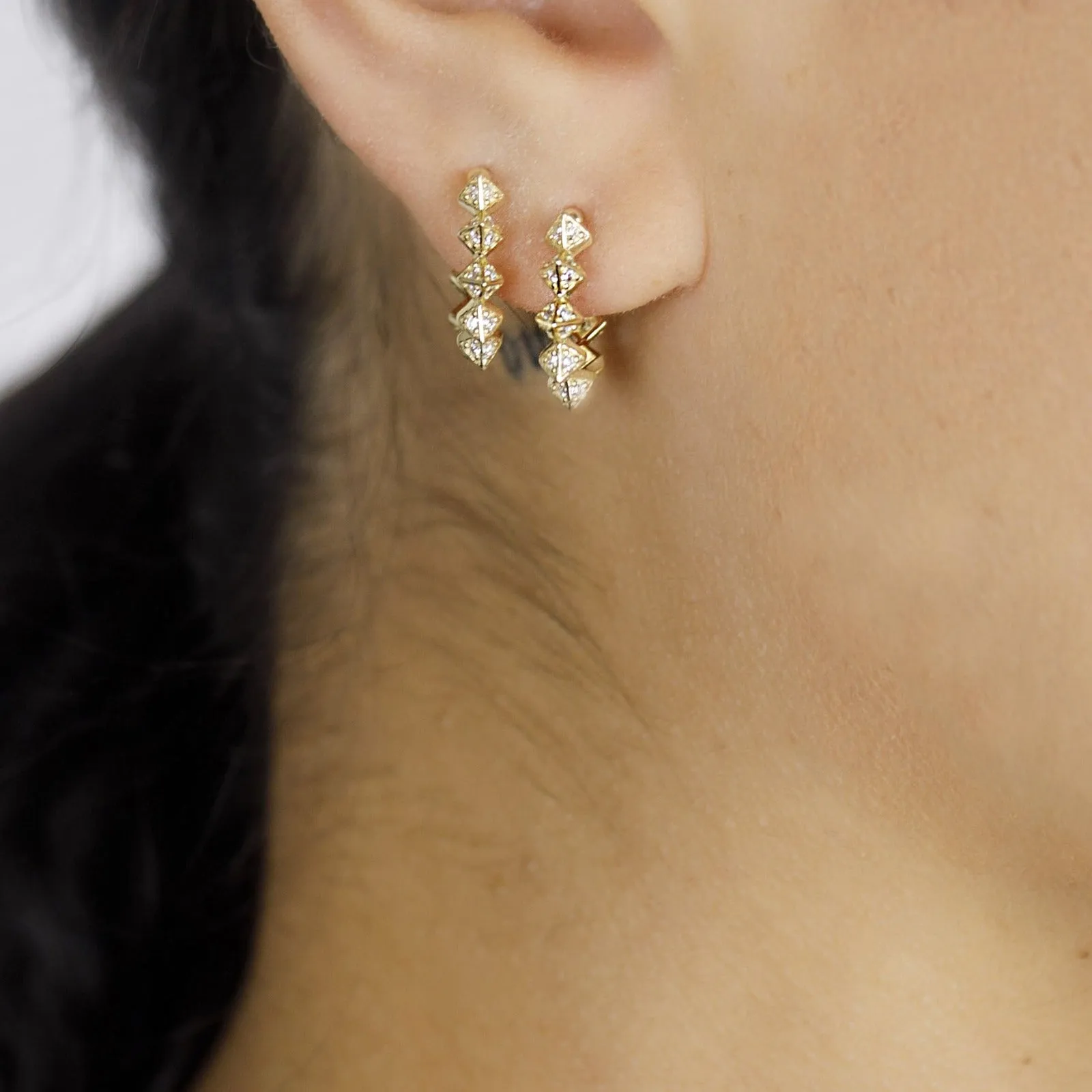Pyramid Spike Hoop Earrings