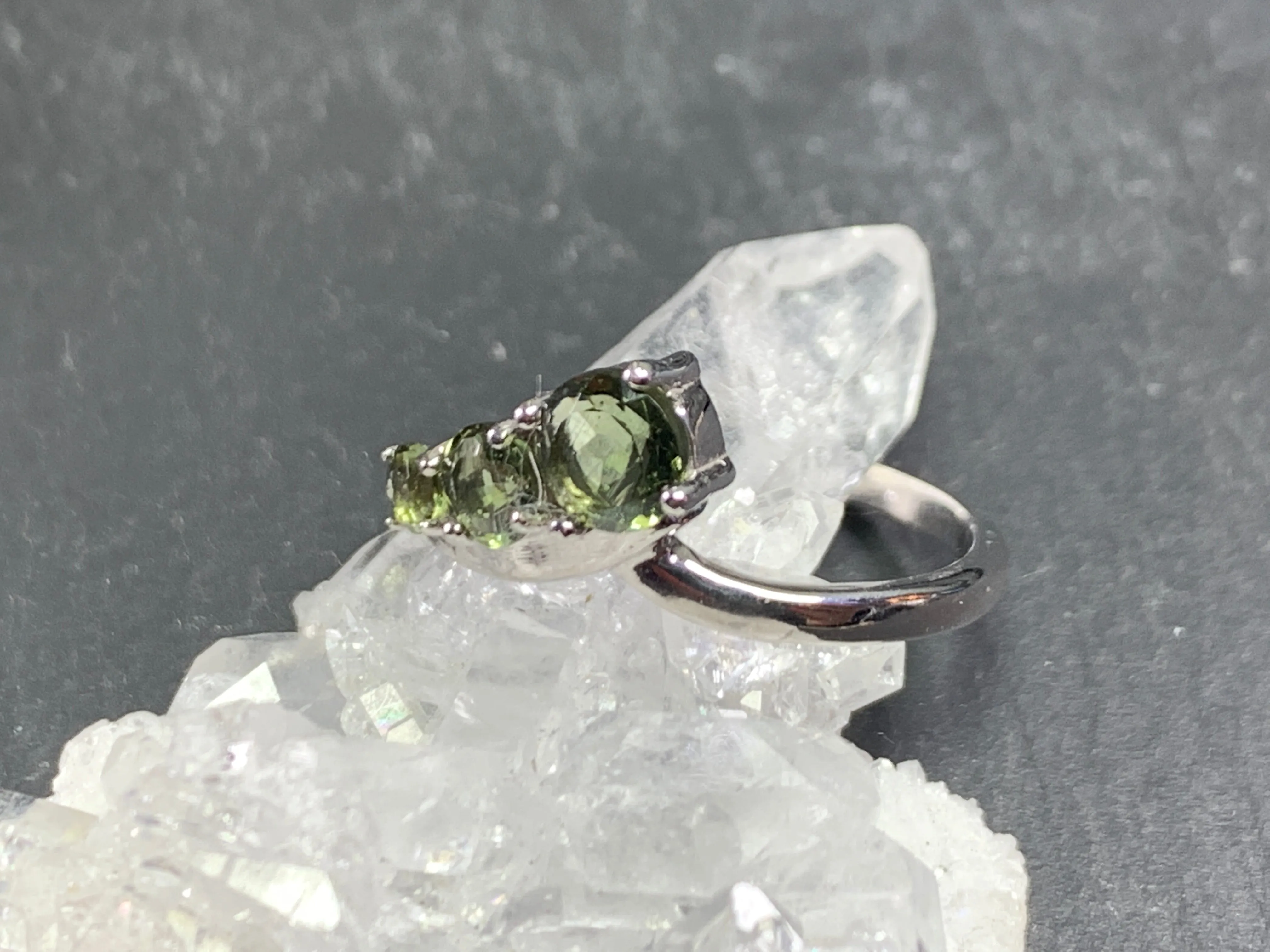 "Comet" Three Moldavites ring