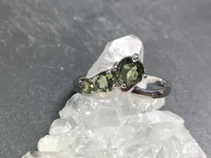 "Comet" Three Moldavites ring