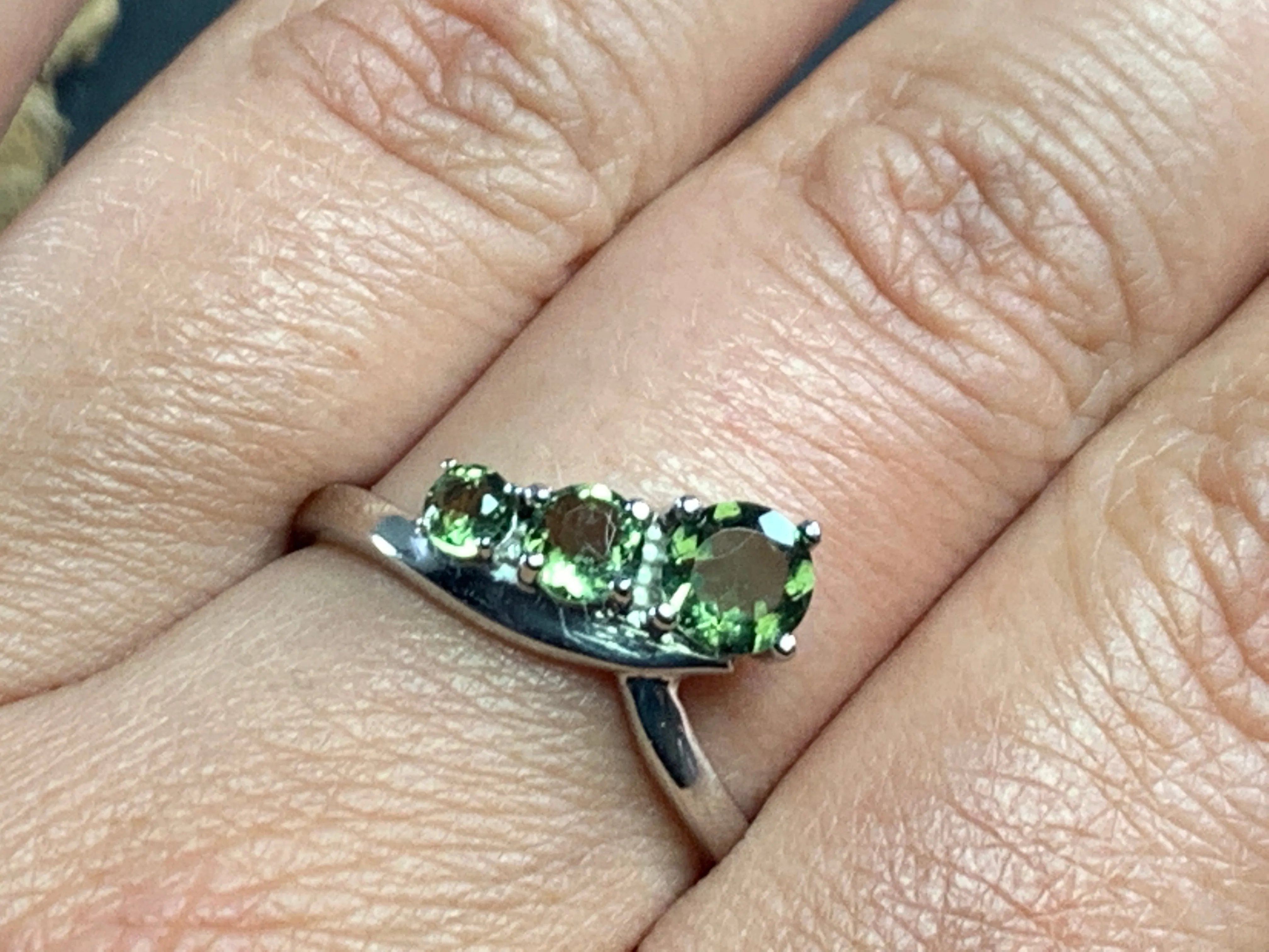 "Comet" Three Moldavites ring