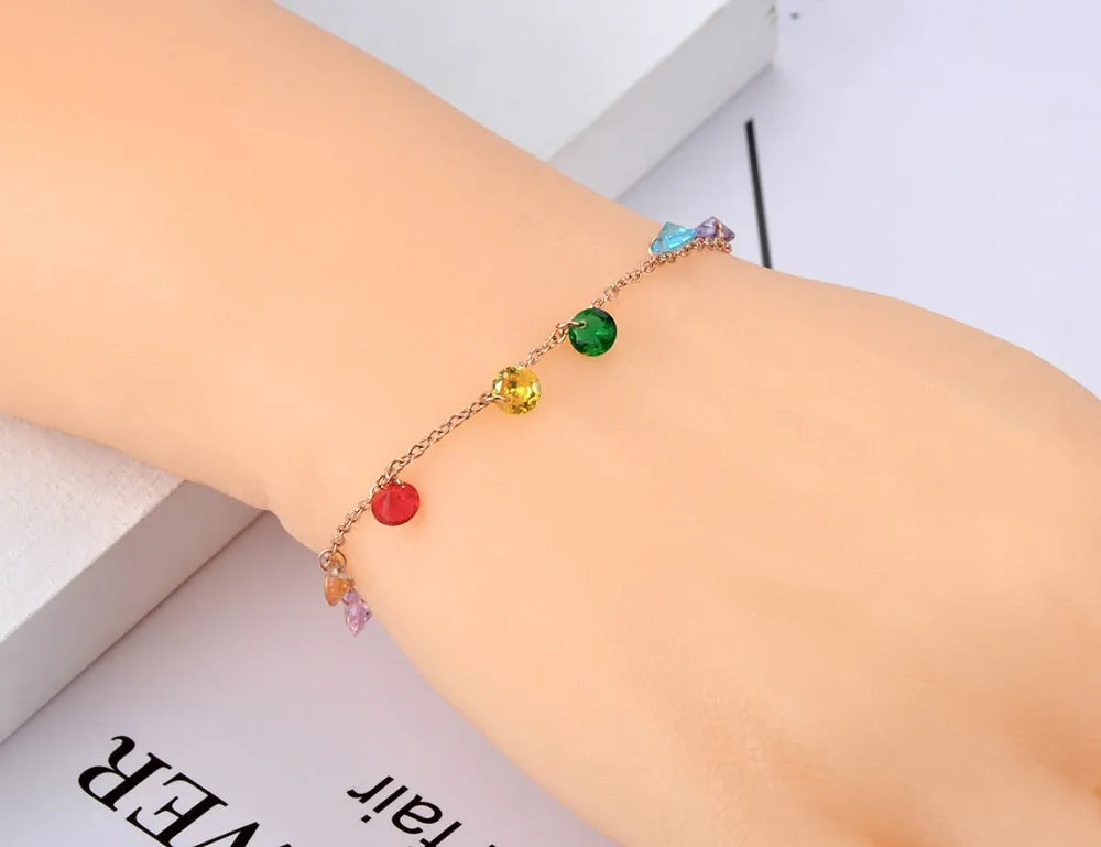Rainbow Crystals Charms Bracelet