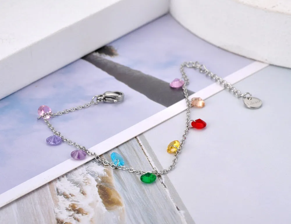 Rainbow Crystals Charms Bracelet