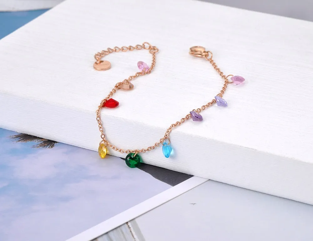 Rainbow Crystals Charms Bracelet