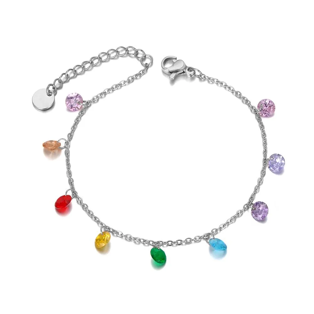 Rainbow Crystals Charms Bracelet