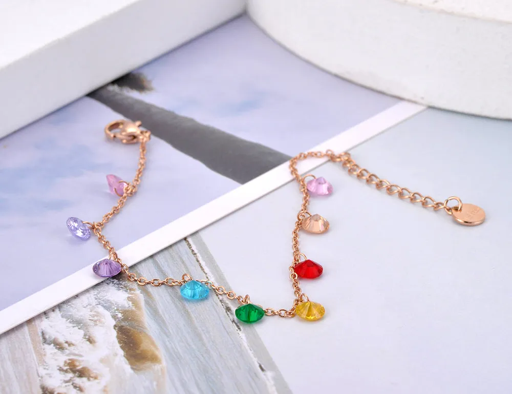 Rainbow Crystals Charms Bracelet