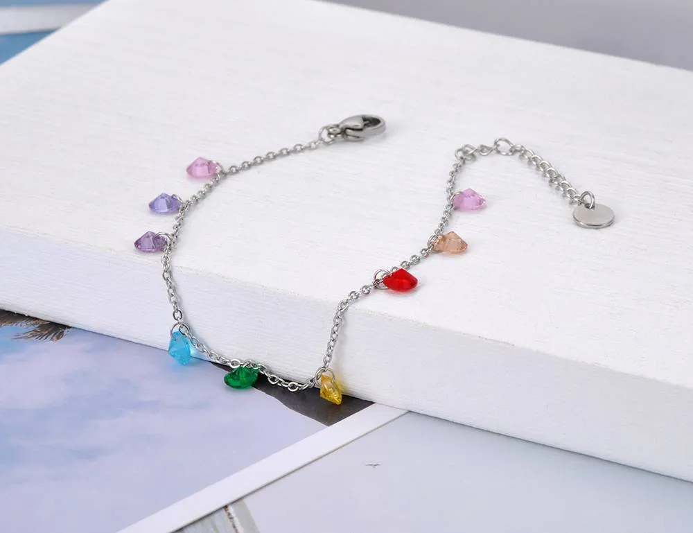 Rainbow Crystals Charms Bracelet