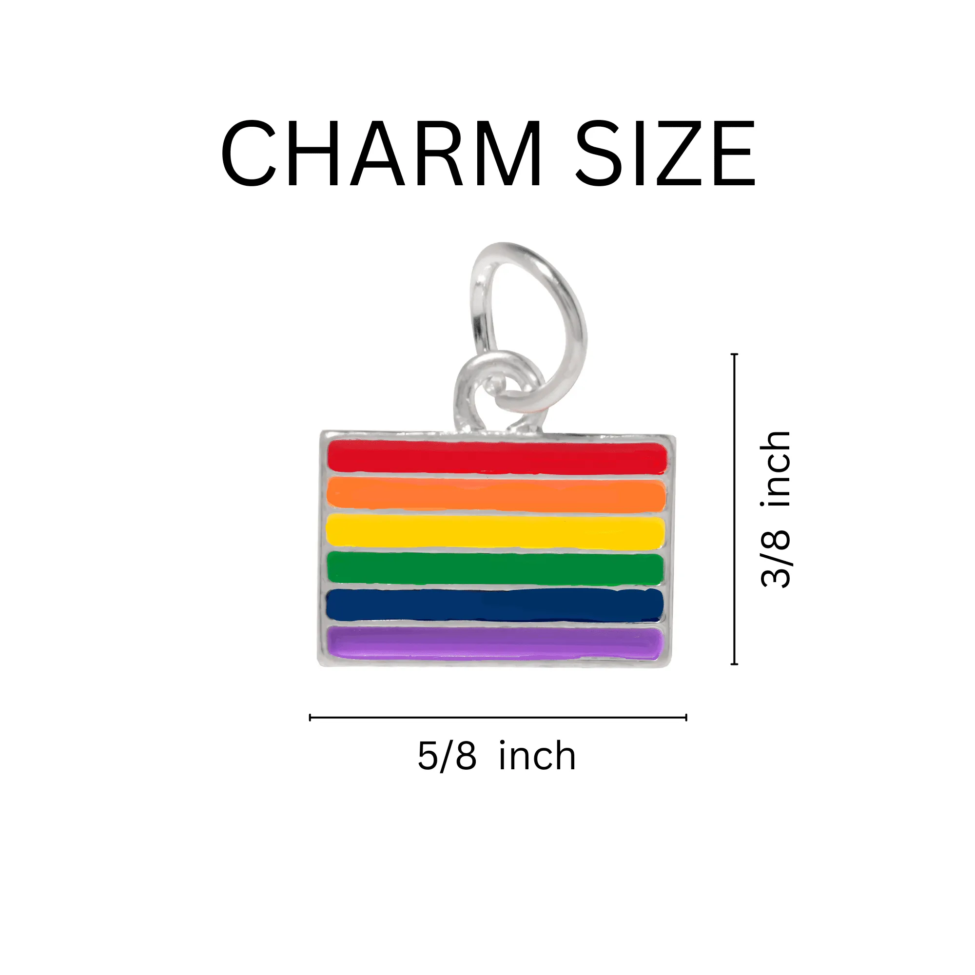Rainbow Rectangle LGBTQ Pride Flag Charm Retractable Bracelets