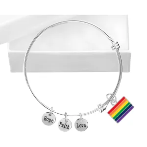 Rainbow Rectangle LGBTQ Pride Flag Charm Retractable Bracelets