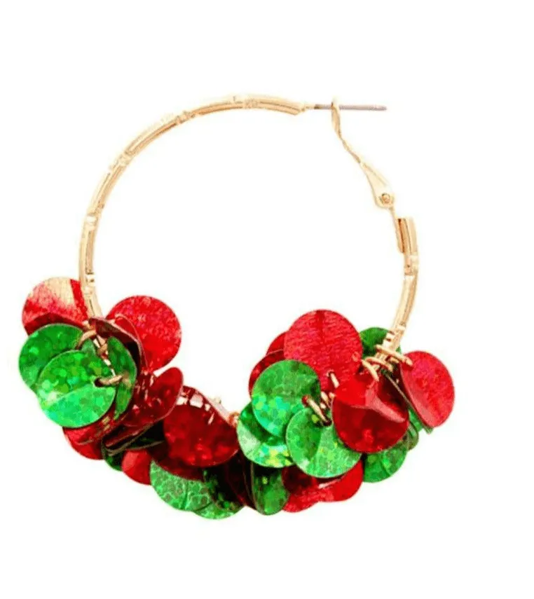 Red and Green Christmas Confetti Earring
