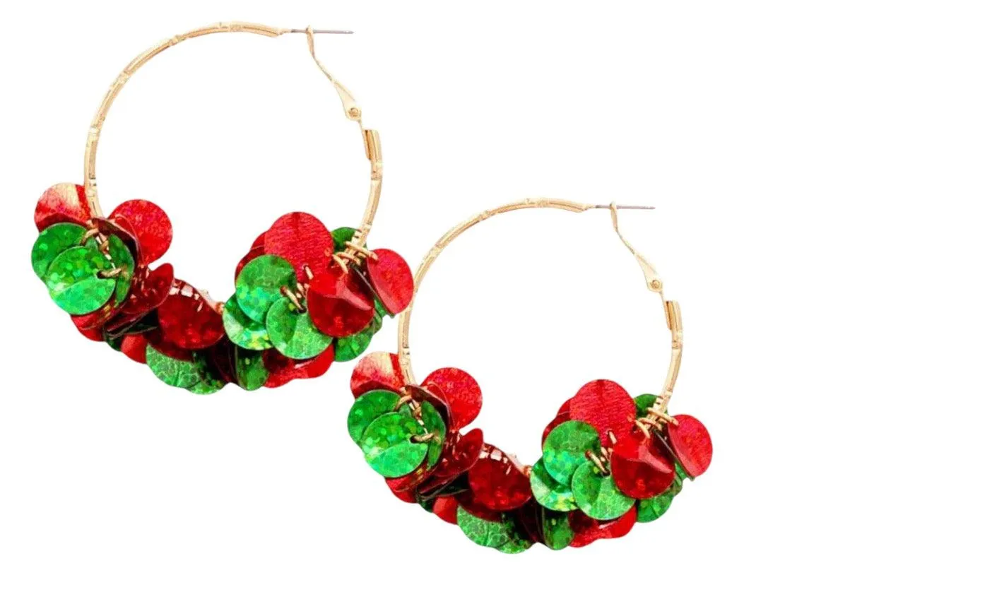 Red and Green Christmas Confetti Earring