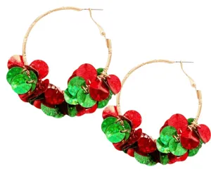 Red and Green Christmas Confetti Earring