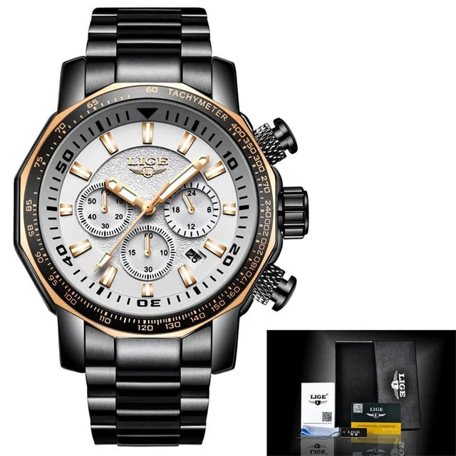 Relogio Masculino 2018 LIGE Mens Watches Top Brand Luxury Fashion Quartz Clock Men's All Steel Waterproof Sport Military Watch