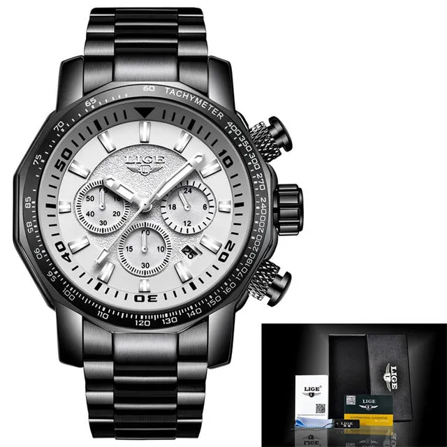 Relogio Masculino 2018 LIGE Mens Watches Top Brand Luxury Fashion Quartz Clock Men's All Steel Waterproof Sport Military Watch