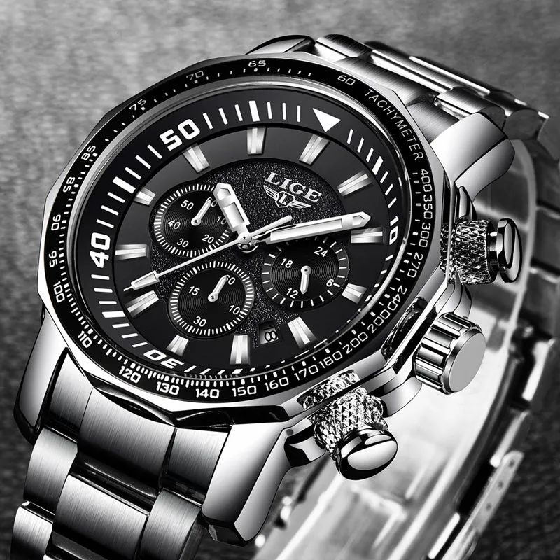 Relogio Masculino 2018 LIGE Mens Watches Top Brand Luxury Fashion Quartz Clock Men's All Steel Waterproof Sport Military Watch