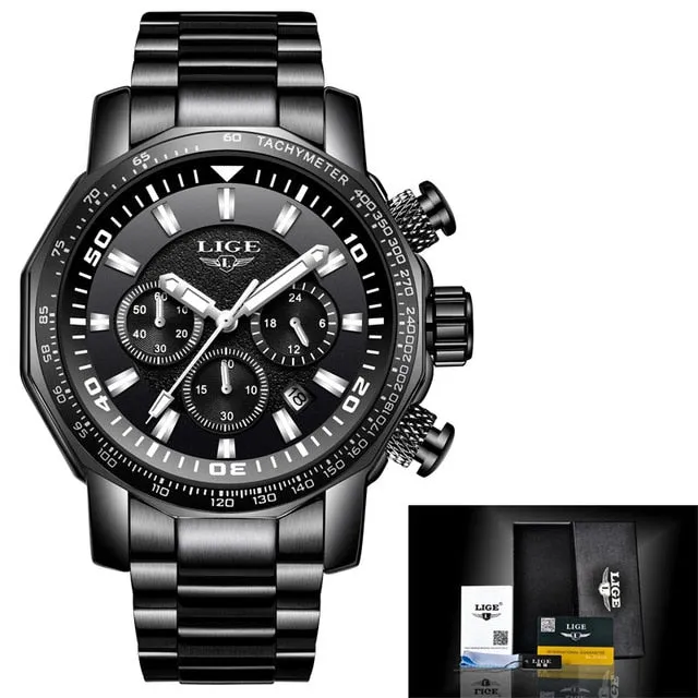 Relogio Masculino 2018 LIGE Mens Watches Top Brand Luxury Fashion Quartz Clock Men's All Steel Waterproof Sport Military Watch