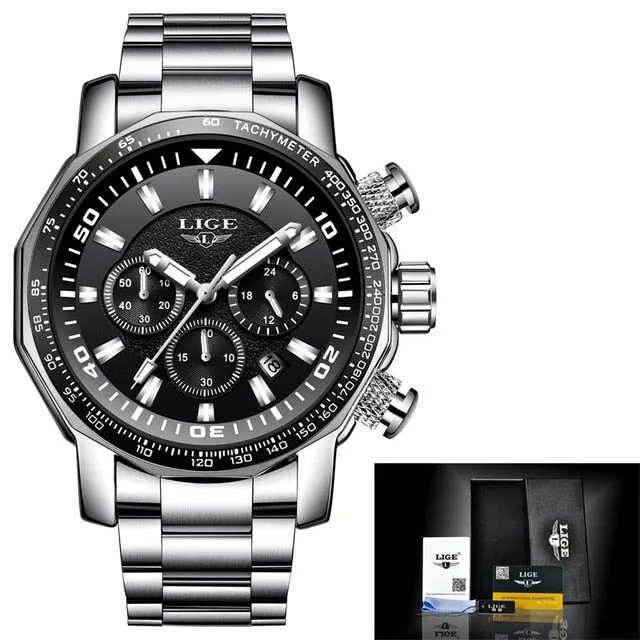 Relogio Masculino 2018 LIGE Mens Watches Top Brand Luxury Fashion Quartz Clock Men's All Steel Waterproof Sport Military Watch