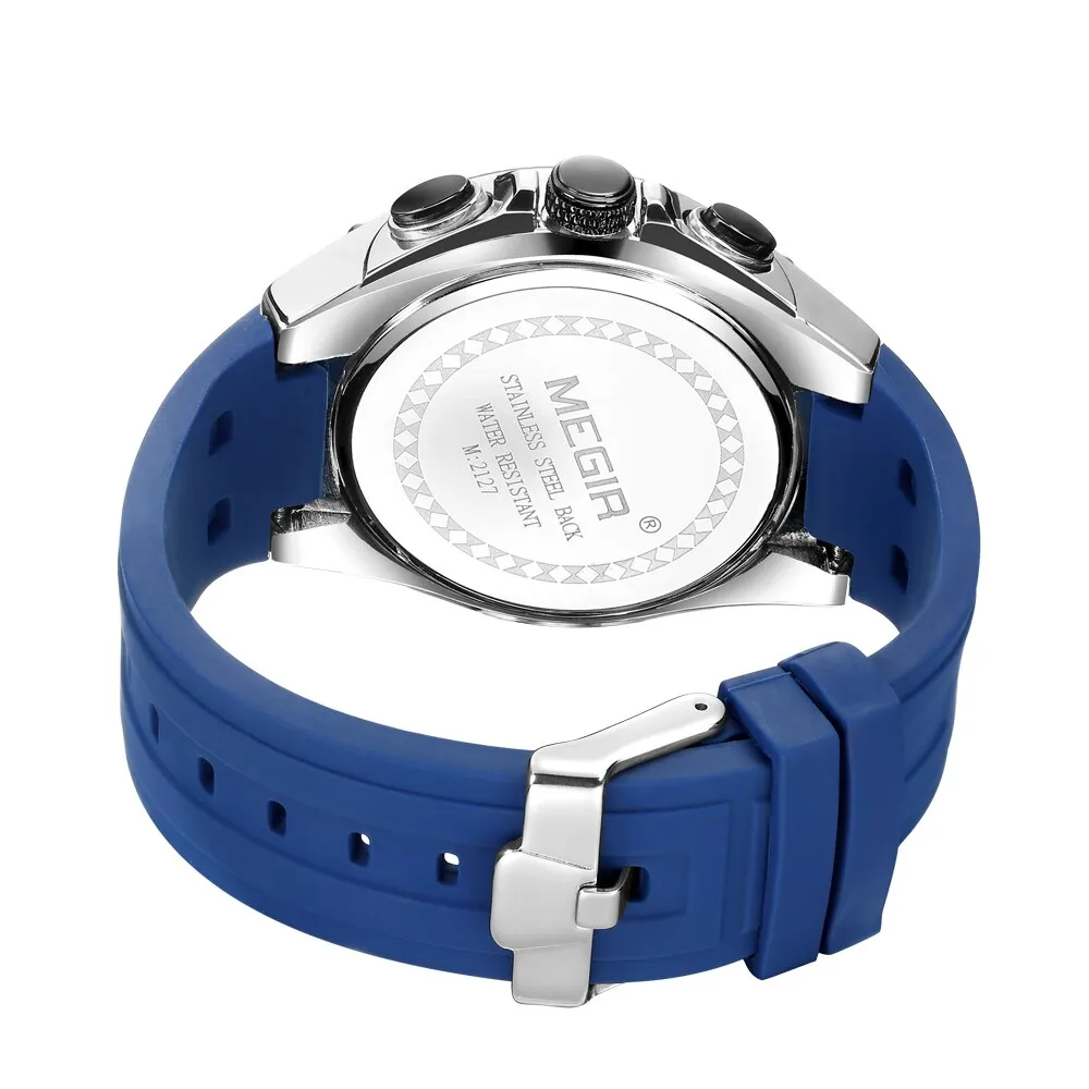 Relogio MEGIR New Sport Men Watch Famous Luxury Brand Chronograph Military Fashion Men&#39;s Silicone Quartz Clock Men Watches