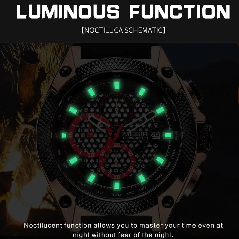 Relogio MEGIR New Sport Men Watch Famous Luxury Brand Chronograph Military Fashion Men&#39;s Silicone Quartz Clock Men Watches