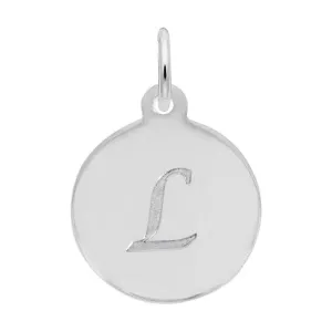 Rembrandt Charms Sterling Silver Rhodium or Gold Plated Initial L Disc Charm Pendant White