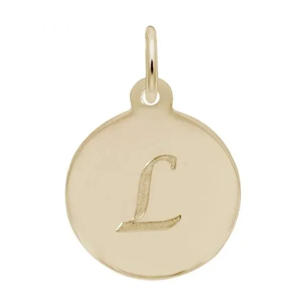 Rembrandt Charms Sterling Silver Rhodium or Gold Plated Initial L Disc Charm Pendant White