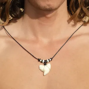 ReplicaTiger Shark Resin Tooth Wood and Fish Bone Necklace c218