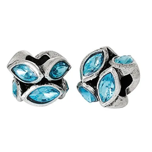 Rhinestone Birthstone w/  Crystal Ovals Charm Bead (December)