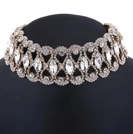 Rhinestone Choker Necklace Statement Necklaces For Women Big Fashion Necklace Collar Party Chunky