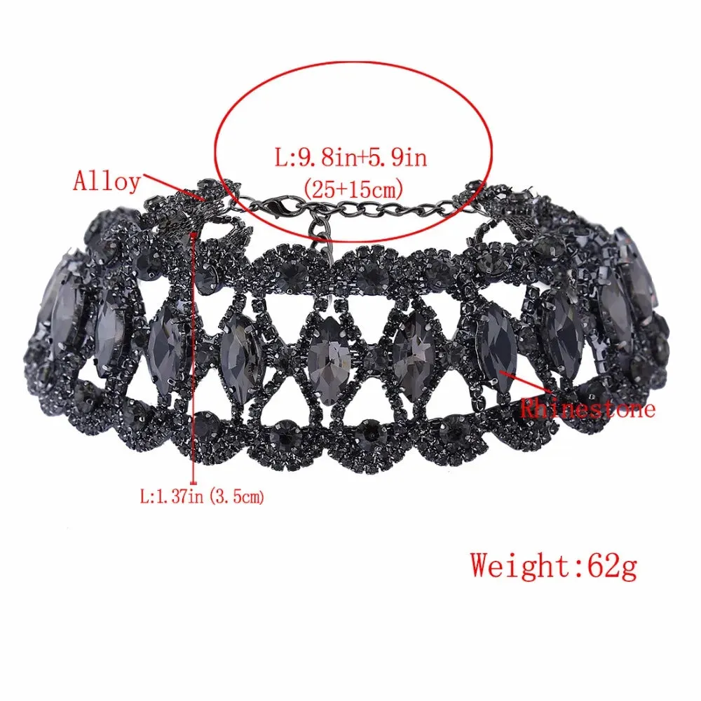 Rhinestone Choker Necklace Statement Necklaces For Women Big Fashion Necklace Collar Party Chunky