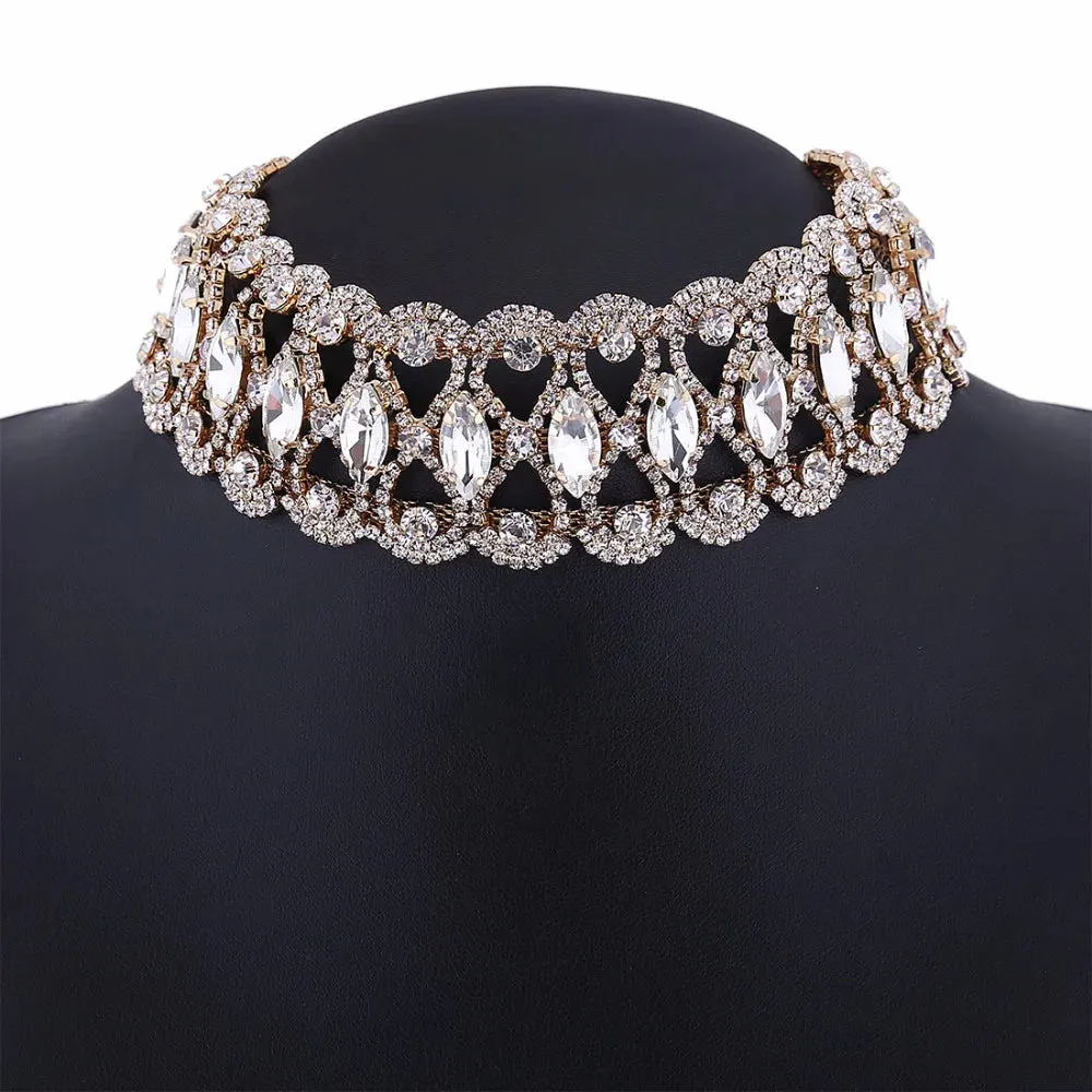 Rhinestone Choker Necklace Statement Necklaces For Women Big Fashion Necklace Collar Party Chunky