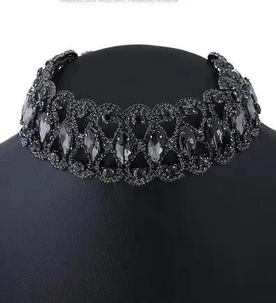 Rhinestone Choker Necklace Statement Necklaces For Women Big Fashion Necklace Collar Party Chunky