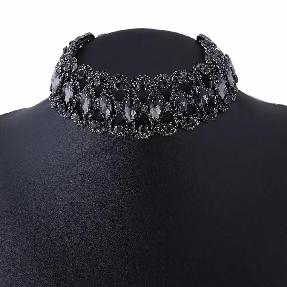 Rhinestone Choker Necklace Statement Necklaces For Women Big Fashion Necklace Collar Party Chunky